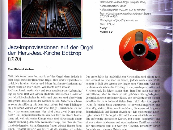 Rezension von Michael Vorbau zur Masterbandkopie „Jazz-Improvisationen“