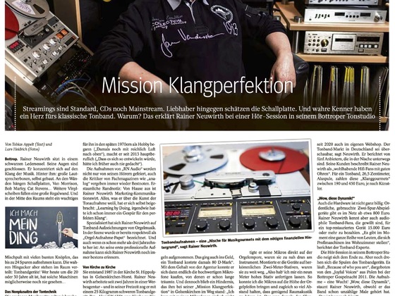 Artikel WAZ Sonntag über "RN AUDIO"