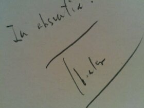 Von Pierre Boulez signierte Stockhausen-LP