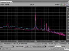 Frequenzspektrum 1 kHz Sinus mit Scaumstoff entkoppelt