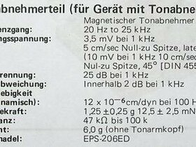 Technische Daten Technics EPS-206ED