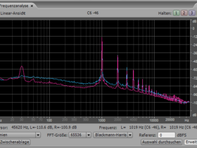 Frequenzspektrum 1 kHz Sinus nicht mit Schaumstoff entkoppelt